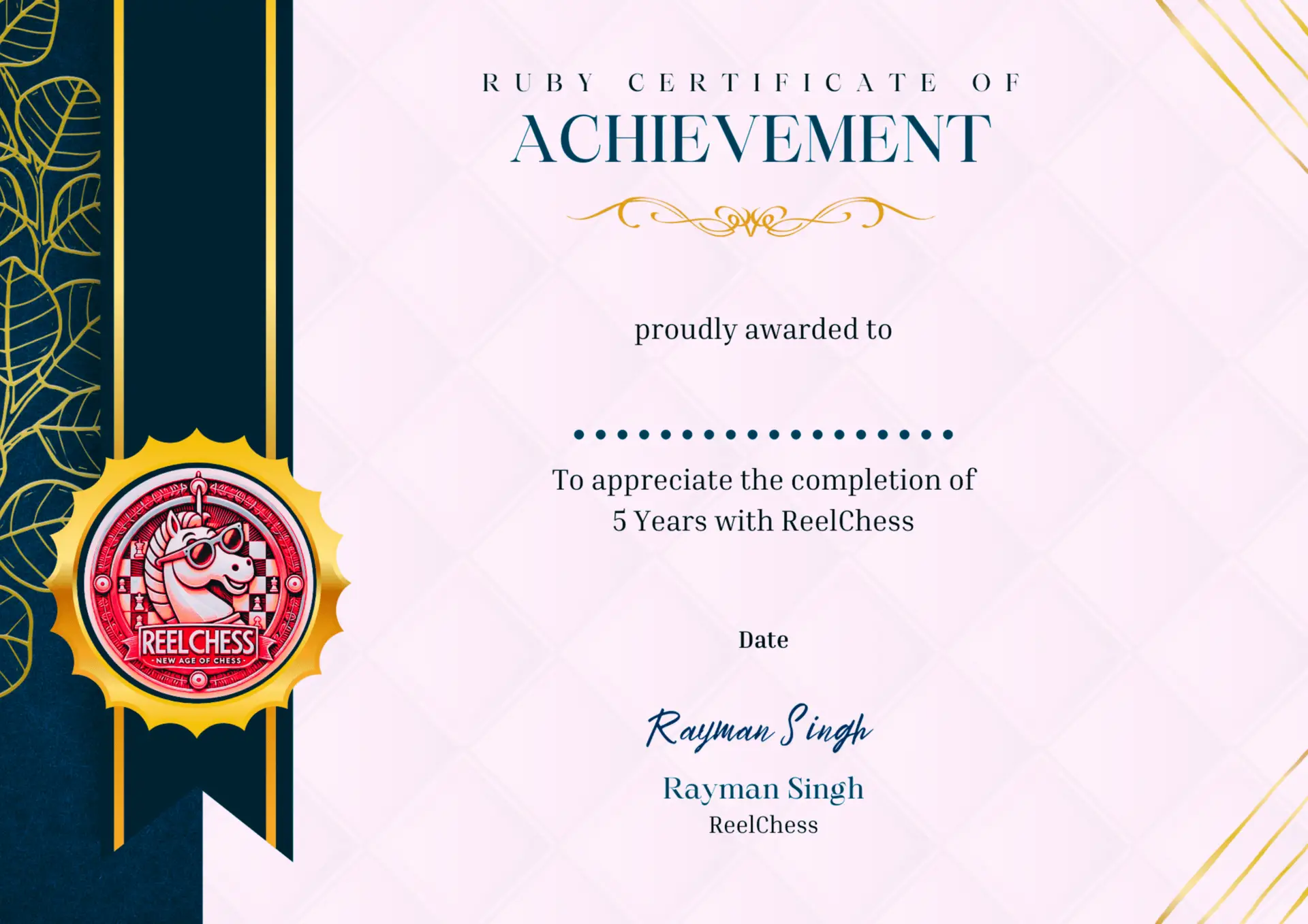 Ruby Certificate ReelChess